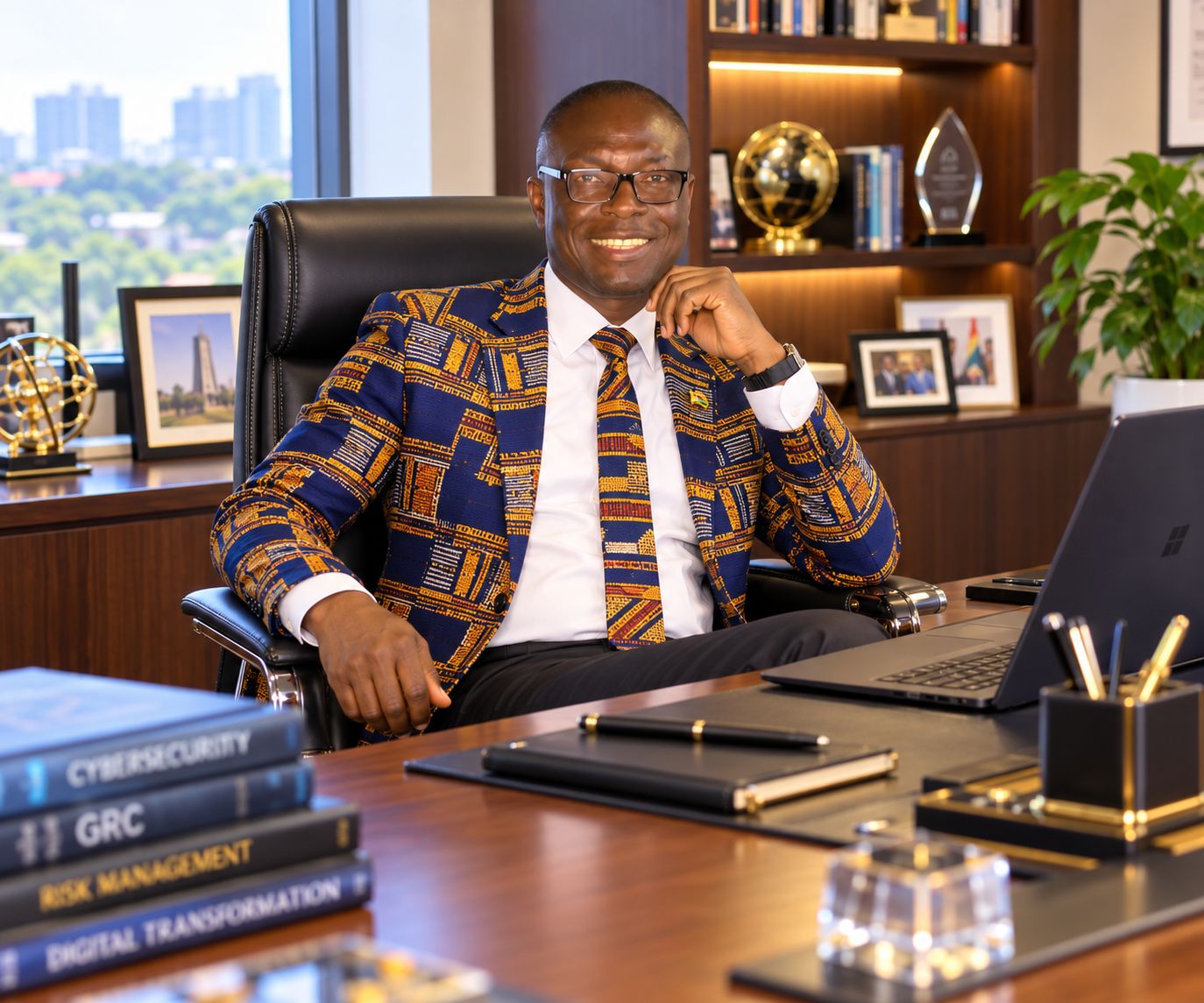 H.E Senanu, Managing Consultant of SenasoftConsult, at his desk